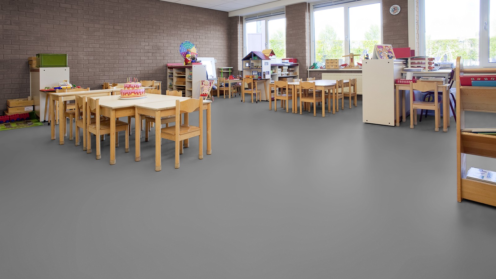 Однотонный серый натуральный линолеум Marmoleum Walton Uni